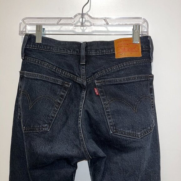 Levis 501 Original Fit Black Distressed Button-Fly Jeans 24x27 - Picture 4 of 12